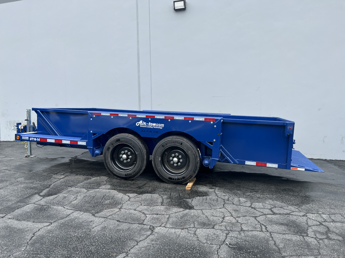 New 6'3" x 16' Air-Tow UT16-14 Steel Side Drop Deck Equipment Flatbed Trailer, 18k ***w/Spare Tire Mount & 110v Battery Charger