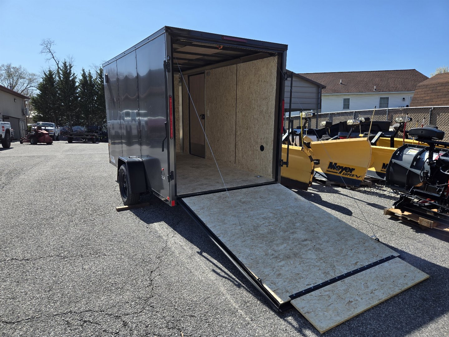 New 6 x 12 Look ST DLX V-Nose Cargo Trailer, 3K GVWR ***Charcoal w/Black Trim, 6" Extra Height, Ramp Door w/Flap, (4) D-Rings