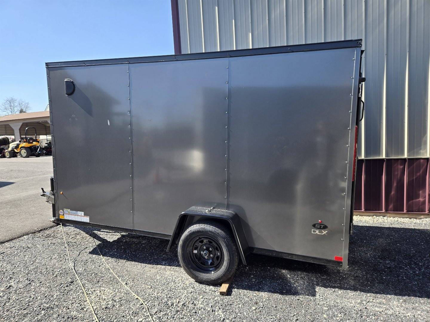 New 6 x 12 Look ST DLX V-Nose Cargo Trailer, 3K GVWR ***Charcoal w/Black Trim, 6" Extra Height, Ramp Door w/Flap, (4) D-Rings