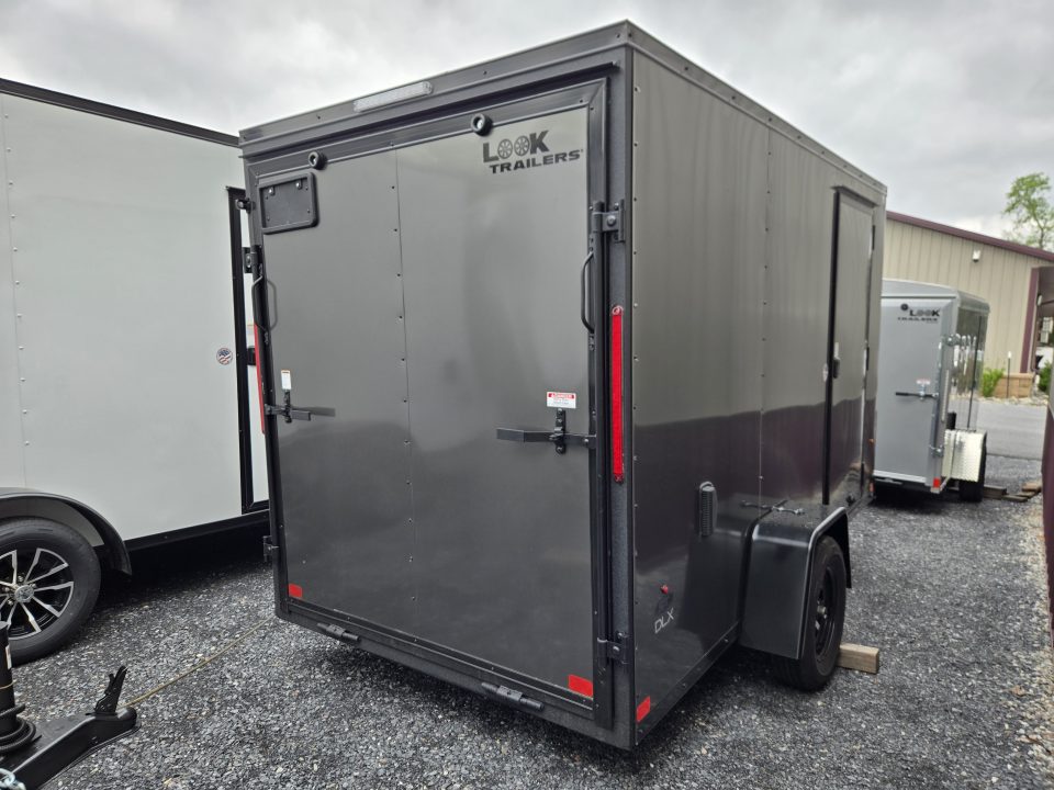 New 6 x 12 Look ST DLX V-Nose Cargo Trailer, 3K GVWR ***Charcoal w/Black Trim, Ramp Door w/Flap, (4) D-Rings