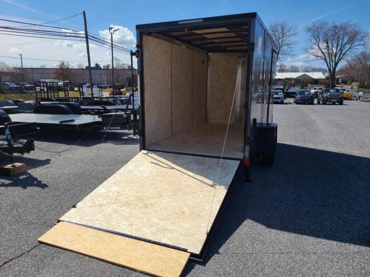 New 6 x 12 Look ST DLX V-Nose Cargo Trailer, 3K GVWR ***Charcoal w/Black Trim, 6" Extra Height, Ramp Door w/Flap, (4) D-Rings