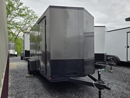 New 6 x 12 Look ST DLX V-Nose Cargo Trailer, 3K GVWR ***Charcoal w/Black Trim, Ramp Door w/Flap, (4) D-Rings
