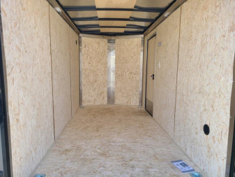 New 6 x 12 Look ST DLX V-Nose Cargo Trailer, 3K GVWR ***Charcoal w/Black Trim, 6" Extra Height, Ramp Door w/Flap, (4) D-Rings