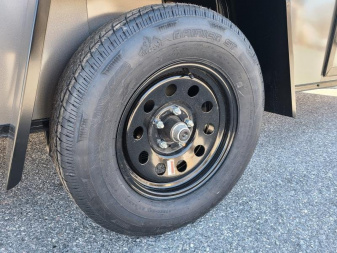 New 6 x 12 Look ST DLX V-Nose Cargo Trailer, 3K GVWR ***Charcoal w/Black Trim, 6" Extra Height, Ramp Door w/Flap, (4) D-Rings