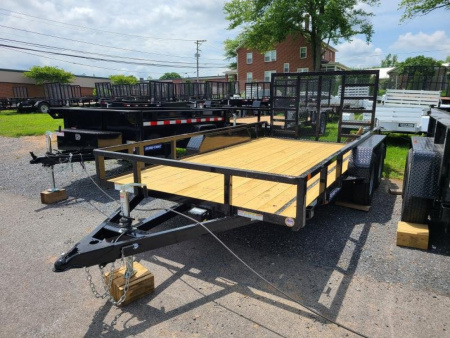 New 7 X 14 Sure-Trac Tube Top Utility Trailer, 7k GVWR ***w/Reinforced Landscape Gate, Spare Mount, Set Back Jack