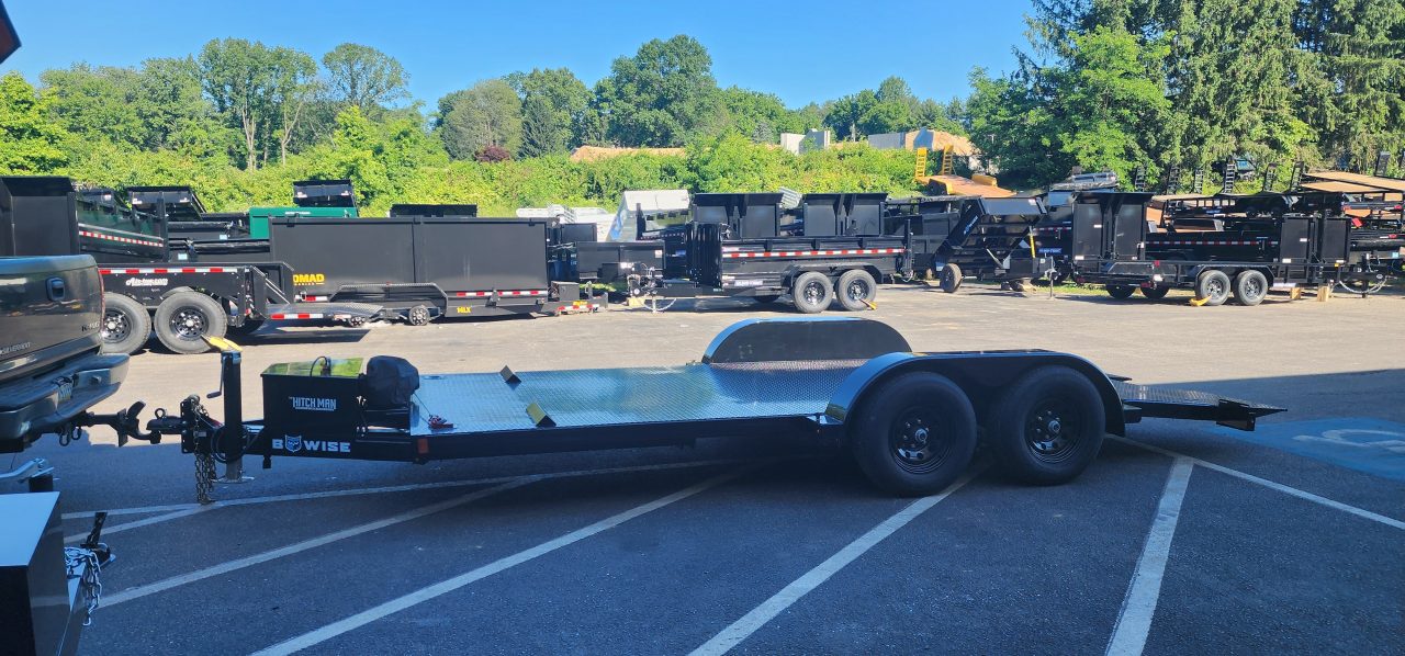 New 7 x 18 BWISE Hydraulic Tilt Car Hauler Car / Racing Trailer 10k w/SmittyBuilt Winch