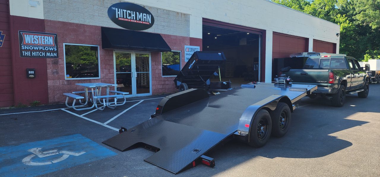 New 7 x 18 BWISE Hydraulic Tilt Car Hauler Car / Racing Trailer 10k w/SmittyBuilt Winch