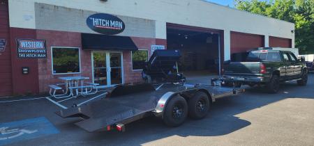 New 7 x 18 BWISE Hydraulic Tilt Car Hauler Car / Racing Trailer 10k w/SmittyBuilt Winch