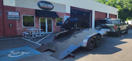 New 7 x 18 BWISE Hydraulic Tilt Car Hauler Car / Racing Trailer 10k w/SmittyBuilt Winch
