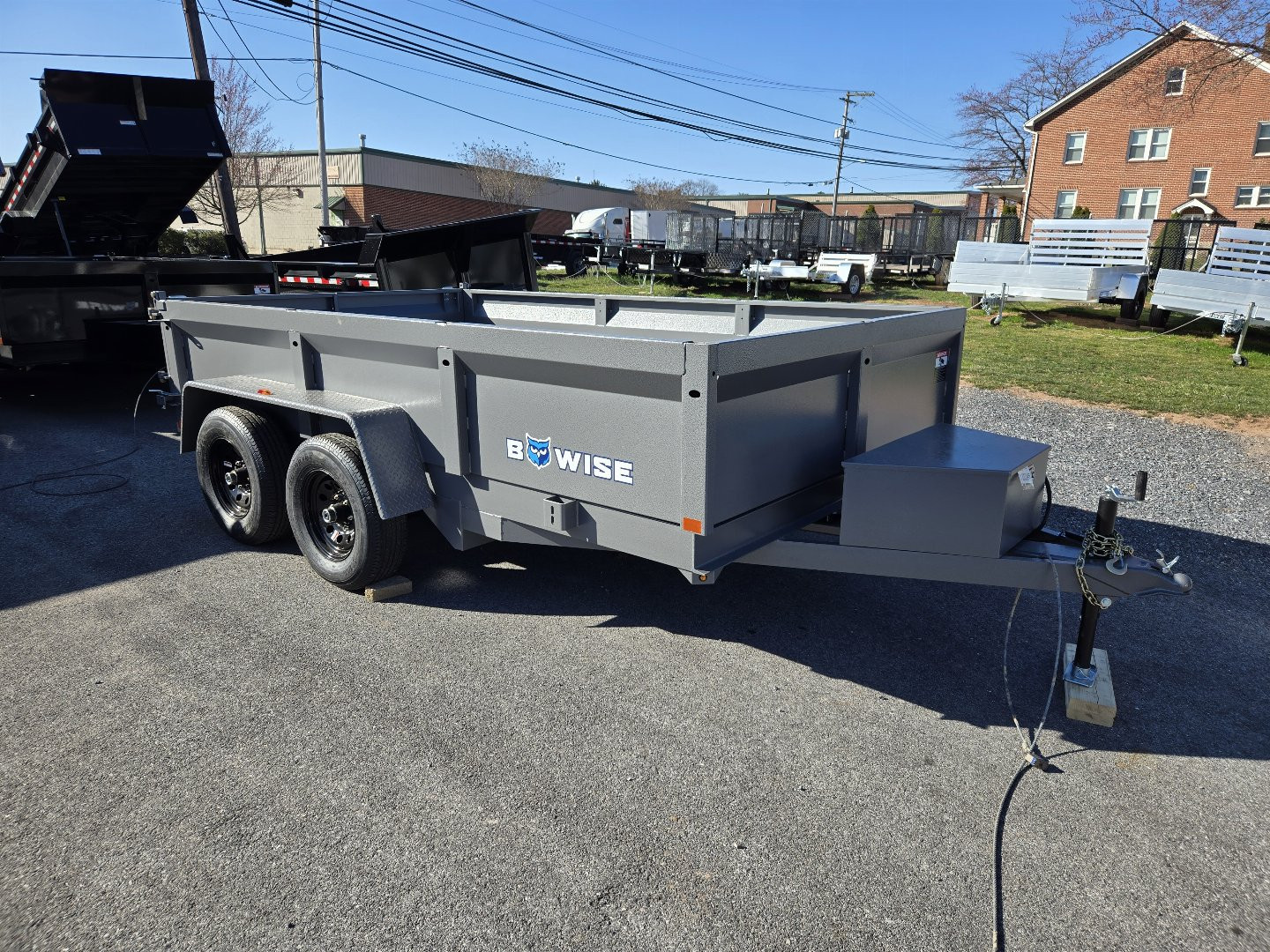 New 7 x 12 B-WISE LE Series Low Profile Dump Trailer, 12K GVWR **Hammertone Gray w/Combo Gate, Ramps, D-Rings
