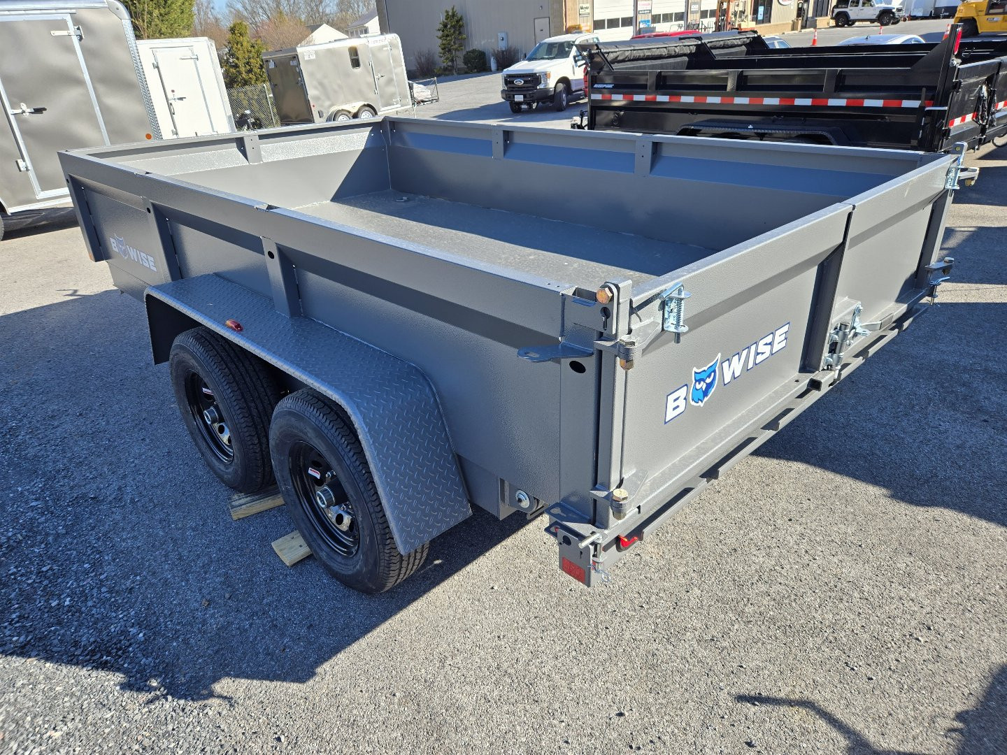 New 7 x 12 B-WISE LE Series Low Profile Dump Trailer, 12K GVWR **Hammertone Gray w/Combo Gate, Ramps, D-Rings