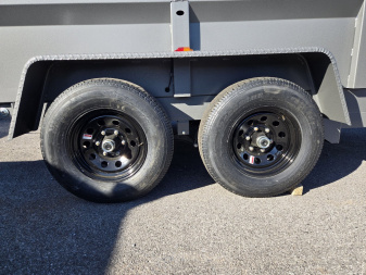 New 7 x 12 B-WISE LE Series Low Profile Dump Trailer, 12K GVWR **Hammertone Gray w/Combo Gate, Ramps, D-Rings