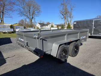New 7 x 12 B-WISE LE Series Low Profile Dump Trailer, 12K GVWR **Hammertone Gray w/Combo Gate, Ramps, D-Rings