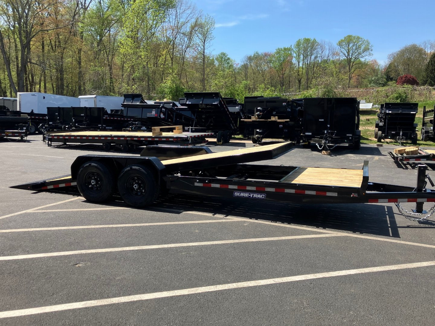 New 7 x 18 + 4 Sure-Trac Tilt Equipment Trailer 4' Stationary Deck 14k