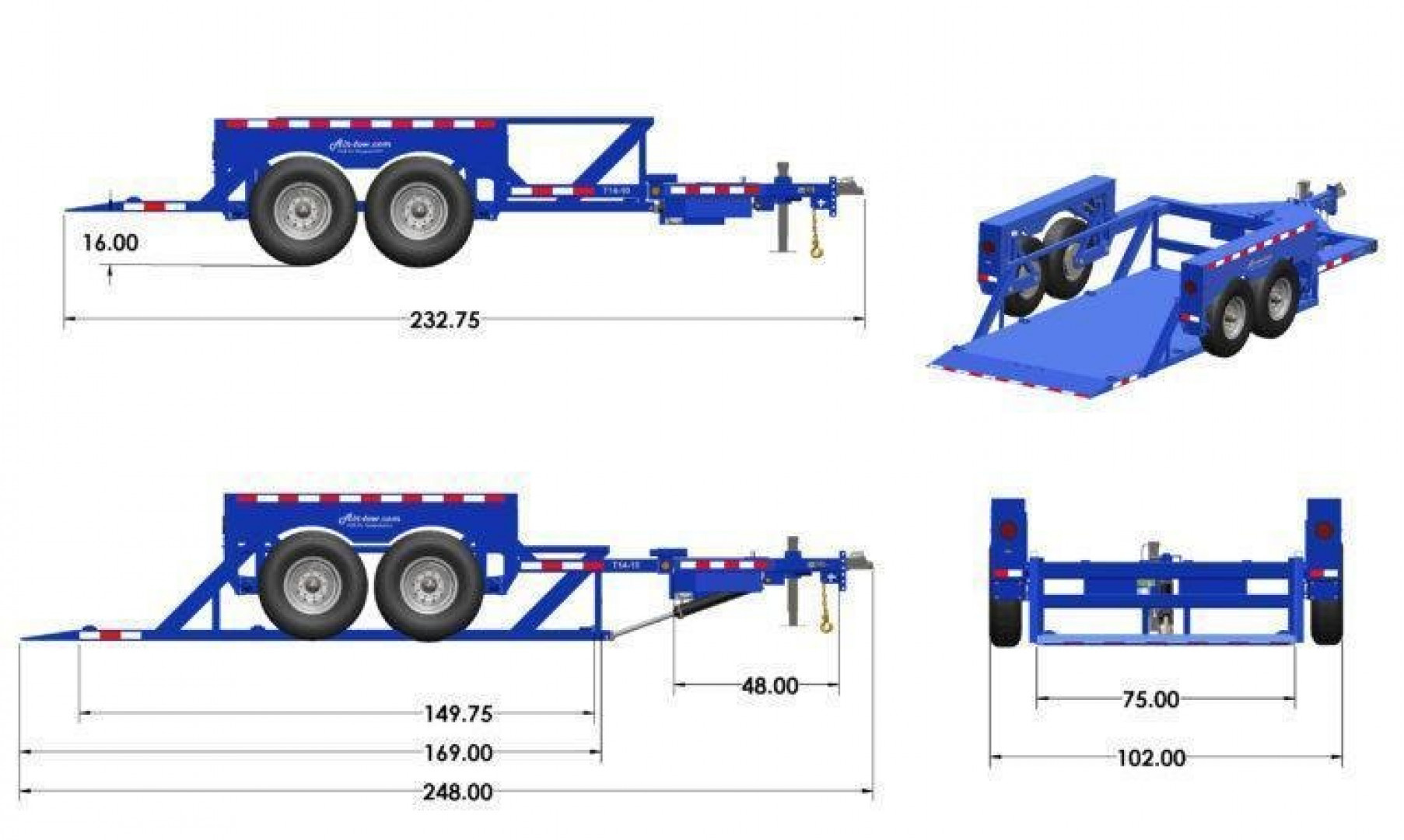 New 6'3" x 14' Air-Tow T14-10 Drop Deck Flatbed Equipment 13.5k GVWR ***w/Spare Tire Mount & 110V Batt Charger