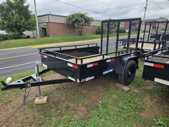 New 5 x 8 Sure-Trac Steel High Side Utility Trailer, 3k GVWR ***Spring Assist Gate, Spare Tire Mount, Set Back Jack, LED Lights