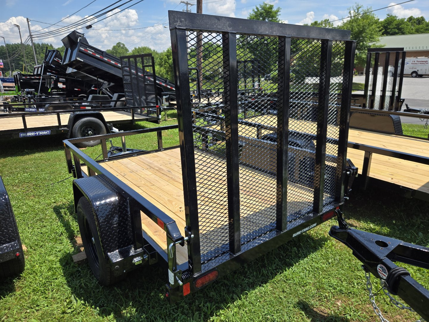 New 5 x 8 Sure-Trac Tube Top Utility, 3K GVWR ***Spring Assist Gate, Set-Back Jack, Spare Tire Mount, LED Lights