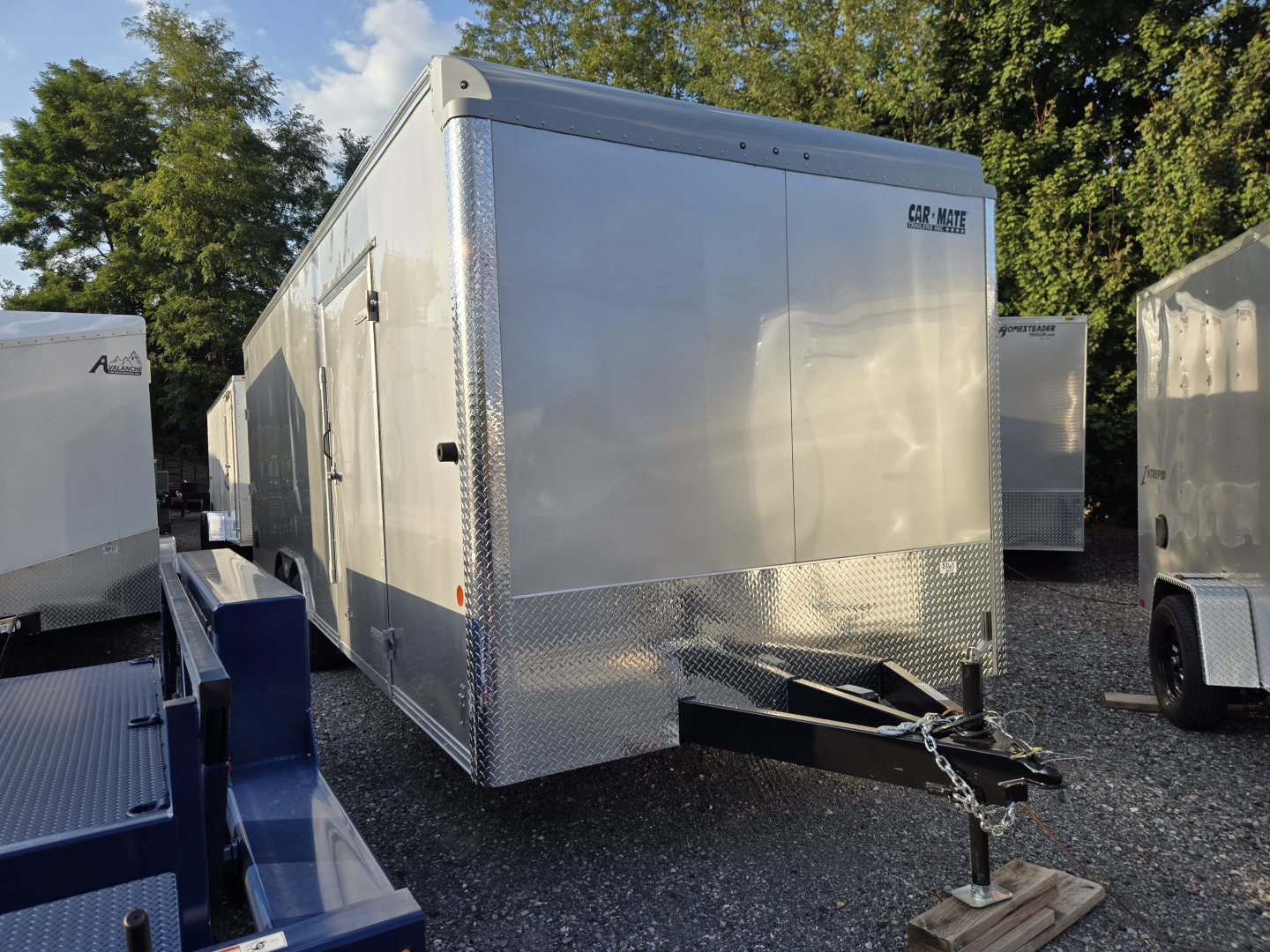 New 8.5 x 24 Car-Mate Custom Enclosed Car Trailer, 10K GVWR ***Silver w/6k Torsion Axles, 6" Extra Height, & Get-Out Door