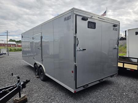 New 8.5 x 24 Car-Mate Custom Enclosed Car Trailer, 10K GVWR ***Silver w/6k Torsion Axles, 6" Extra Height, & Get-Out Door