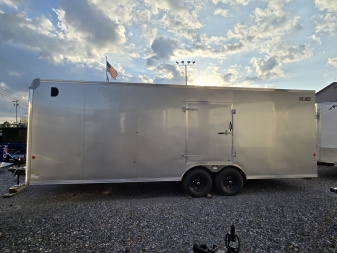 New 8.5 x 24 Car-Mate Custom Enclosed Car Trailer, 10K GVWR ***Silver w/6k Torsion Axles, 6" Extra Height, & Get-Out Door
