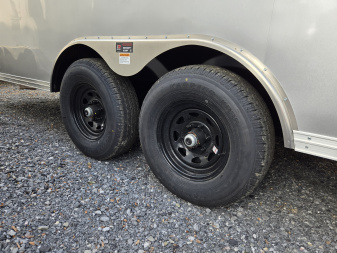 New 8.5 x 24 Car-Mate Custom Enclosed Car Trailer, 10K GVWR ***Silver w/6k Torsion Axles, 6" Extra Height, & Get-Out Door