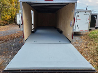 New 8.5 x 24 Car-Mate Custom Enclosed Car Trailer, 10K GVWR ***Silver w/6k Torsion Axles, 6" Extra Height, & Get-Out Door