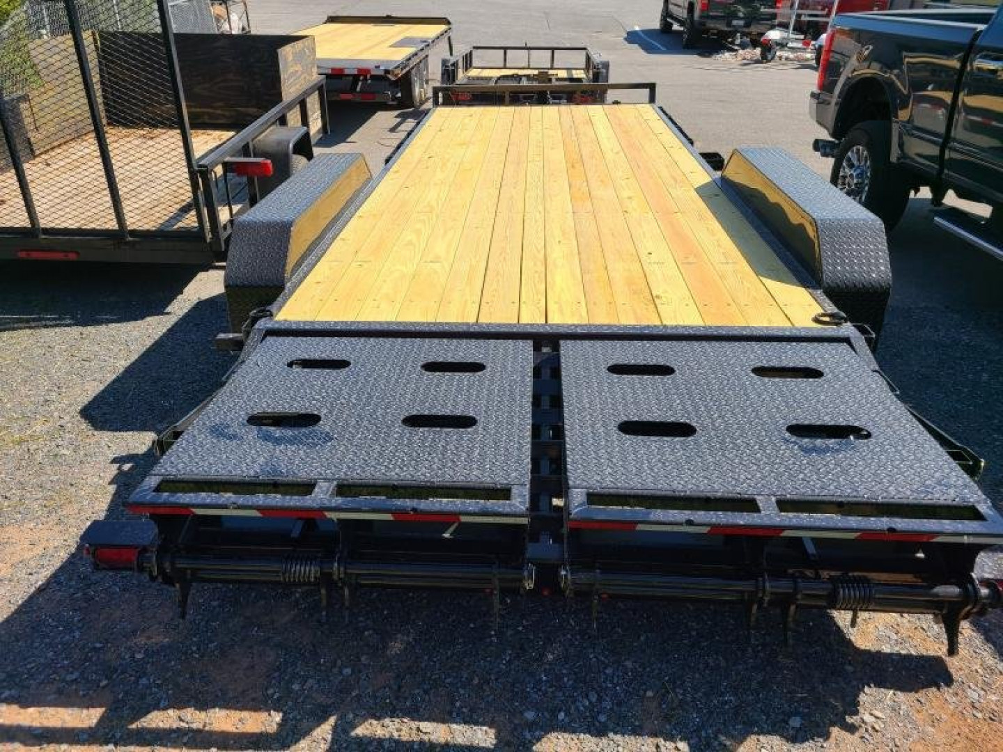 New 7 x 20 Sure-Trac Universal Ramp Implement Equipment Trailer, 14K GVWR **Full-Width Fold Flat Ramps