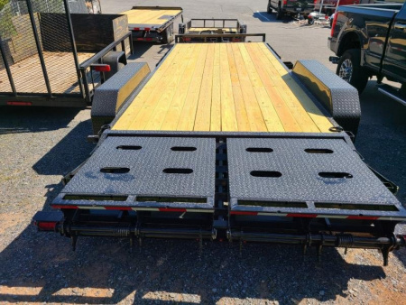 New 7 x 20 Sure-Trac Universal Ramp Implement Equipment Trailer, 14K GVWR **Full-Width Fold Flat Ramps
