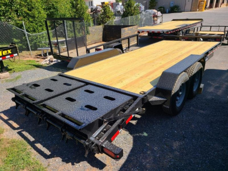 New 7 x 20 Sure-Trac Universal Ramp Implement Equipment Trailer, 14K GVWR **Full-Width Fold Flat Ramps