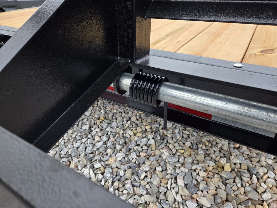 New 7 x 18 BWISE EH14 Implement Equipment Trailer, 14k GVWR **Hammertone Black w/ Tool Storage & Spring Assist Ramps