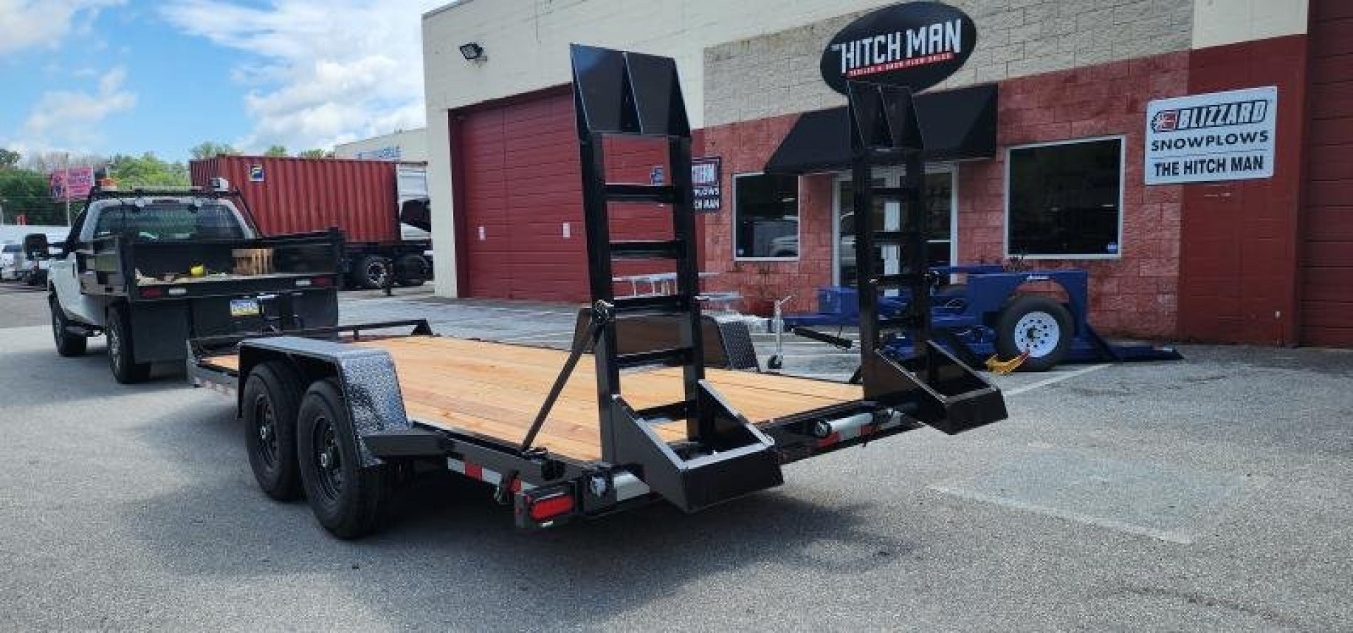 New 7 x 18 EH14 BWISE Implement Equipment Trailer, 14k GVWR **Hammertone Black w/ Tool Storage & Spring Assist Ramps