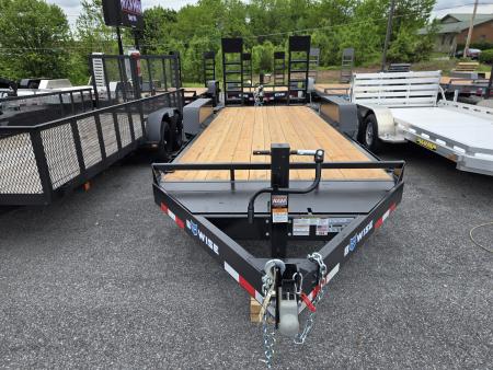 New 7 x 18 BWISE EH14 Implement Equipment Trailer, 14k GVWR **Hammertone Black w/ Tool Storage & Spring Assist Ramps