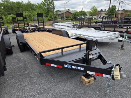 New 7 x 18 BWISE EH14 Implement Equipment Trailer, 14k GVWR **Hammertone Black w/ Tool Storage & Spring Assist Ramps