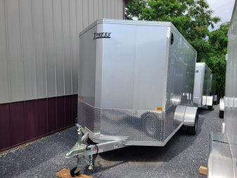 New 6.5 x 12 XPRESS V-Nose Aluminum Cargo Trailer, 3K GVWR ***Silver w/Ramp Door & 6  Extra Height