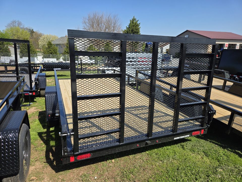 New 7 X 14 Sure-Trac HD Single Axle Tube Top Utility, 5k GVWR ***Electric Brakes & 5' Reinforced Ramp Gate