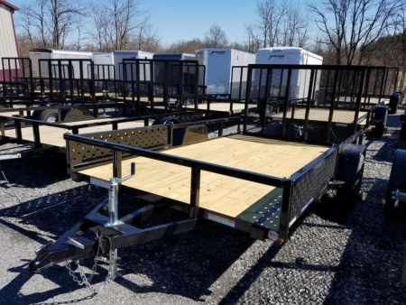 New 7 X 14 Sure-Trac Single Axle ATV Tube Top Utility Trailer, 3k GVWR ***Removable Side Ramps