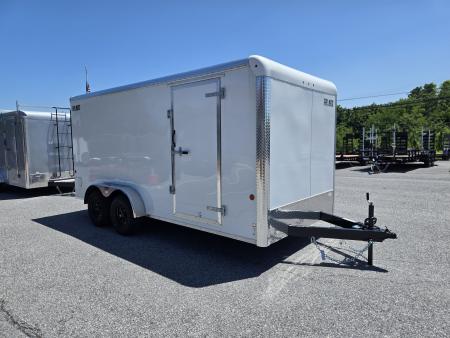 New 7 x 16 Car-Mate Custom Cargo Trailer, 7k GVWR ***White w/ Ramp Door & 6  Extra Height