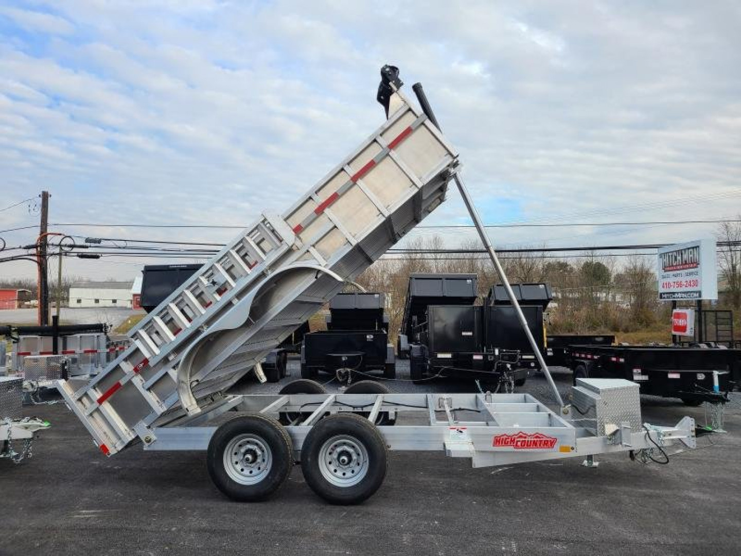 New 7 x 14 High Country HD Aluminum Dump Trailer, 14K GVWR  ***Includes 24" Sides, 7k Drop Axles, 8k Ramp Kit, Tarp Kit, Spare Mount, D-Rings