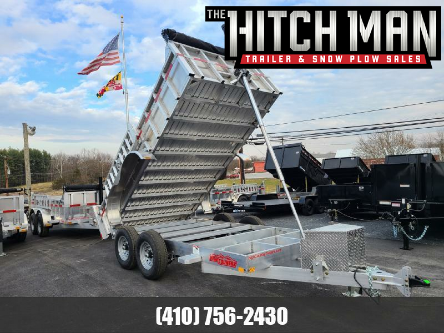 New 7 x 14 High Country HD Aluminum Dump Trailer, 14K GVWR  ***Includes 24" Sides, 7k Drop Axles, 8k Ramp Kit, Tarp Kit, Spare Mount, D-Rings