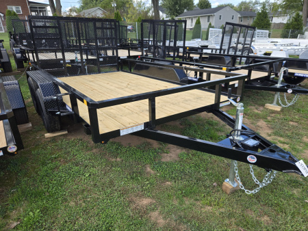 New 7 X 12 Sure-Trac Tandem Axle Tube Top Utility, 7k GVWR ***w/Spring Assist Reinforced Gate, Spare Mount & Set-Back Jack