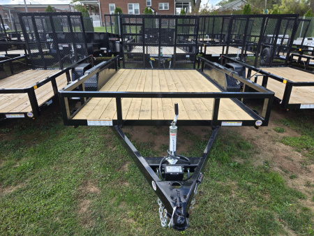 New 7 X 12 Sure-Trac Tandem Axle Tube Top Utility, 7k GVWR ***w/Spring Assist Reinforced Gate, Spare Mount & Set-Back Jack