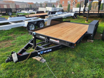 New 7 x 16 B-Wise Wood Deck Gravity Tilt Bed Equipment Trailer, 10K