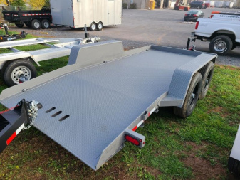 New 7 x 16 B-Wise T16-14 Steel Deck Gravity Tilt Bed Equipment Trailer 14K  **Hammertone Gray