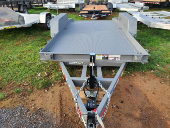 New 7 x 16 B-Wise T16-14 Steel Deck Gravity Tilt Bed Equipment Trailer 14K  **Hammertone Gray