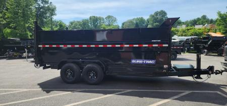 New 7 x 16 Sure-Trac Low-Pro Telescopic Dump Trailer 4ft Side 14k w/Hydraulic Jack
