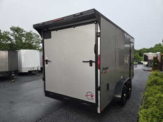 New 7 X 16 Homesteader Intrepid HD V-Nose Enclosed Cargo Trailer, 10k GVWR ***Silver PolyCor Exterior w/Black Out Pkg, Ramp Door, Alum Wheels