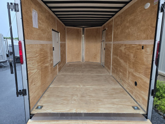 New 7 X 16 Homesteader Intrepid HD V-Nose Enclosed Cargo Trailer, 10k GVWR ***Silver PolyCor Exterior w/Black Out Pkg, Ramp Door, Alum Wheels