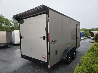 New 7 X 16 Homesteader Intrepid HD V-Nose Enclosed Cargo Trailer, 10k GVWR ***Silver PolyCor Exterior w/Black Out Pkg, Ramp Door, Alum Wheels