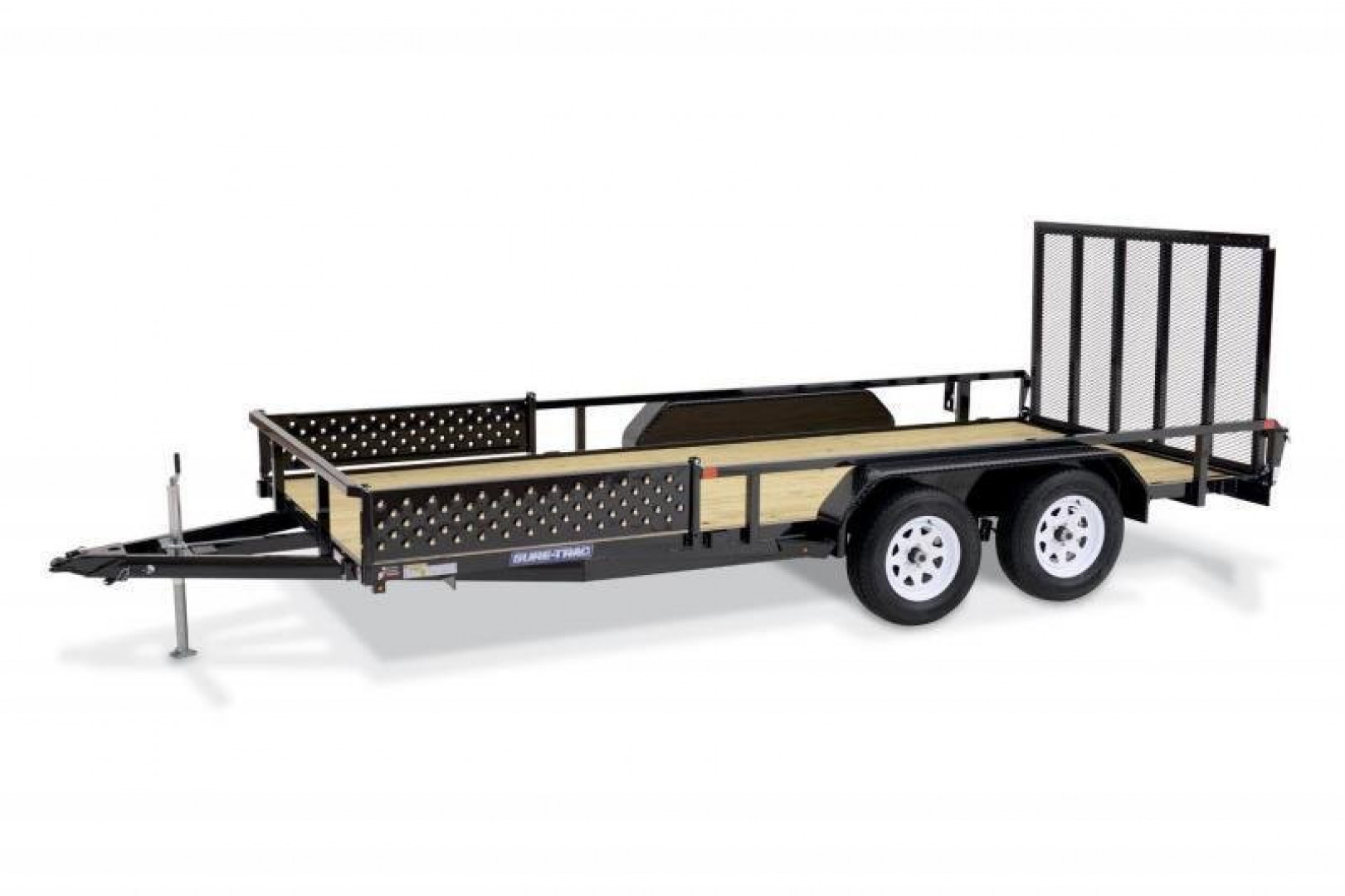 New 7 x 12 Sure-Trac Tube Top ATV Landscape Trailer, 3k GVWR ***w/Side Loading Ramps, Spring Assist Gate, Set Back Jack, & Spare Mount