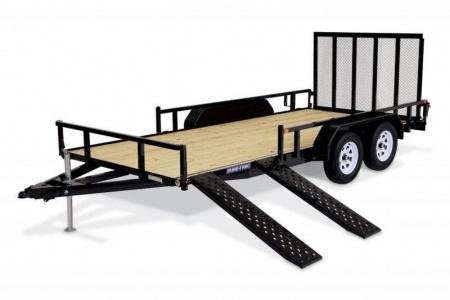 New 7 x 12 Sure-Trac Tube Top ATV Landscape Trailer, 3k GVWR ***w/Side Loading Ramps, Spring Assist Gate, Set Back Jack, & Spare Mount